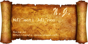 Németi János névjegykártya